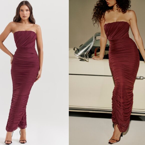 House of CB Dresses & Skirts - HOUSE OF CB 'Sapphire' Wine Gathered Maxi Dress NWOT